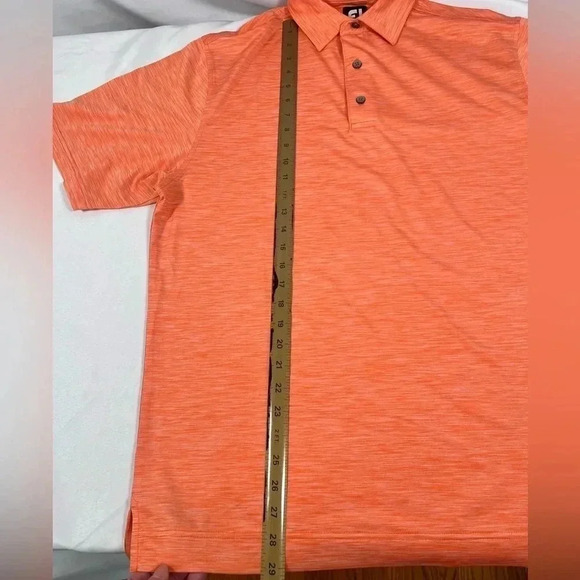 FootJoy Polo Shirt Men’s Medium Orange Heather Performance Short Sleeve Golf - Picture 4 of 8
